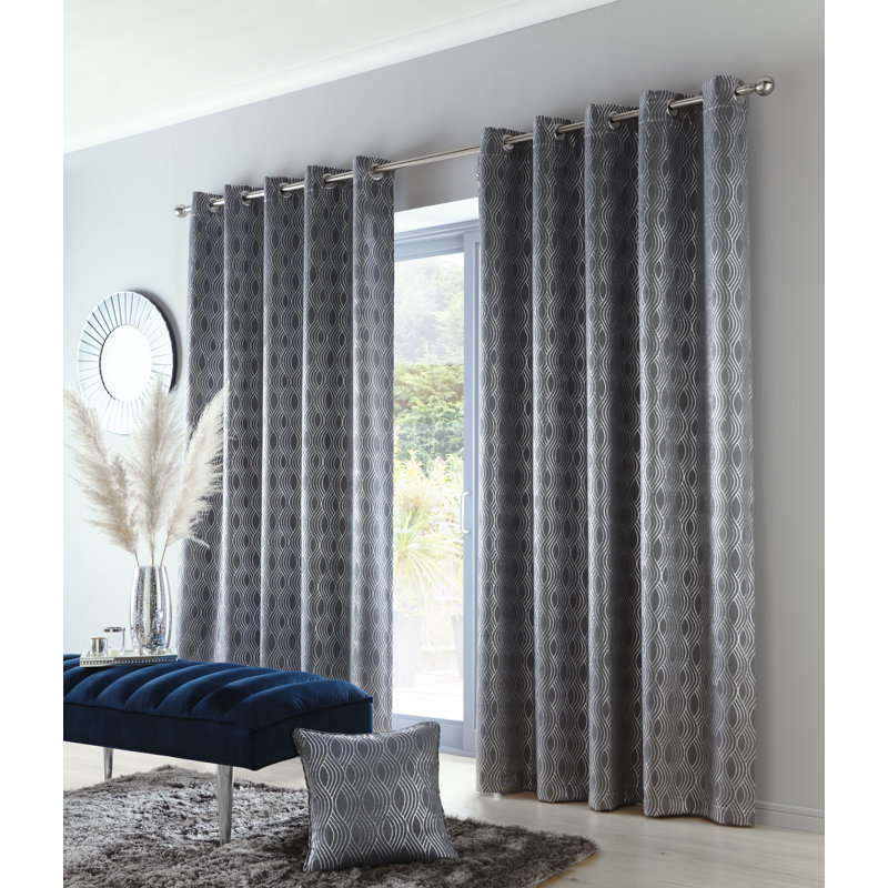 Spiller Room Darkening Curtain Pair, Silver, 117 W x 183 D cm