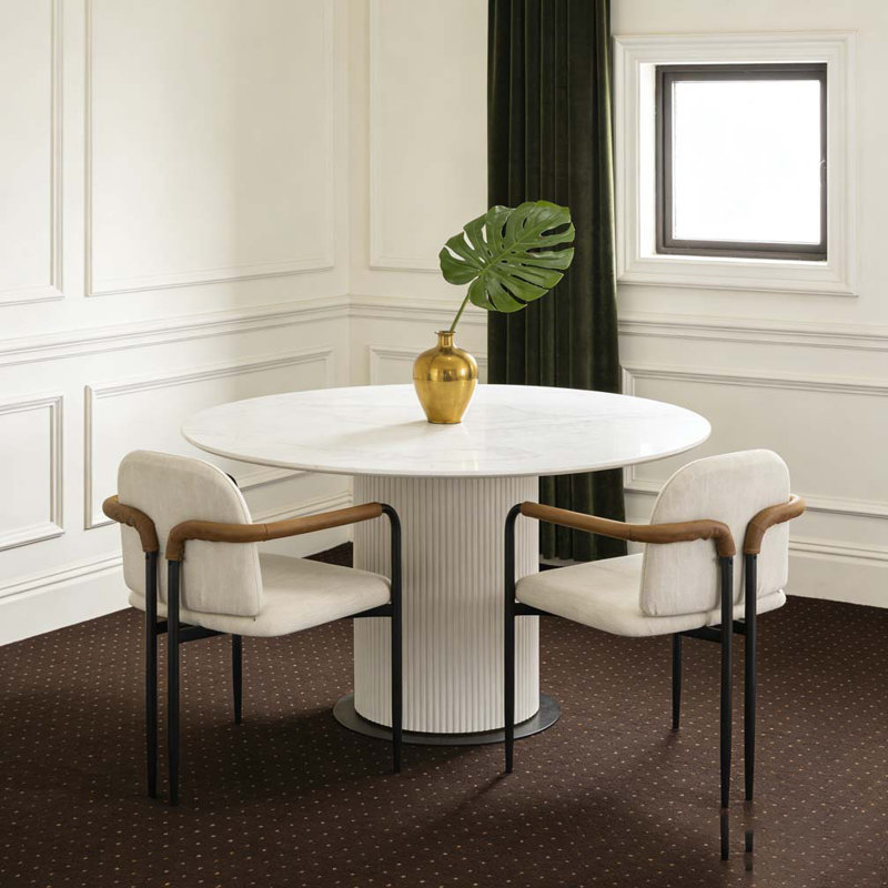 Chaise de salle à manger avec cadre en fer, Beige, espresso