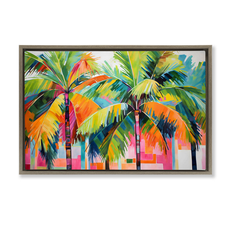 Cadre flottant Bright Mod Palms & Rectangles, design par LSR Design Studio, Cadre flottant orme Montalcino, H 17 po x l 25 po