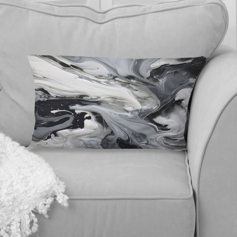 Coussin décoratif noir et gris Harmony In Chaos, Rectangle H 12 po x l 20 po