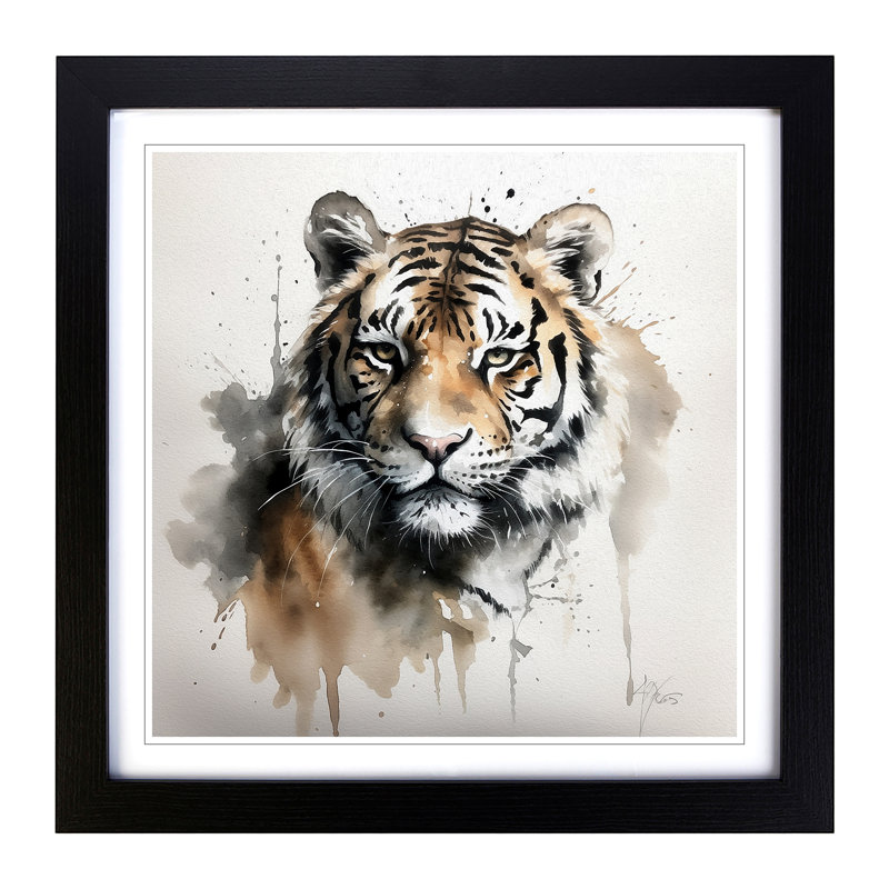 Tiger Ink Wash - Framed Print, Black
