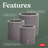 Keter Cylinder Planter 3PC Set Resin Wicker Flower Pots Small, Medium, and Large Planters with Drainage Plugs for Outdoor or Indoor (Choose Color)-114815922