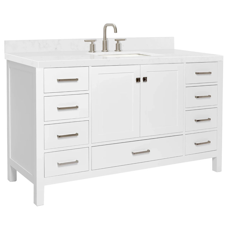  60.25" Single Bathroom Vanity Set, White, Rectangular