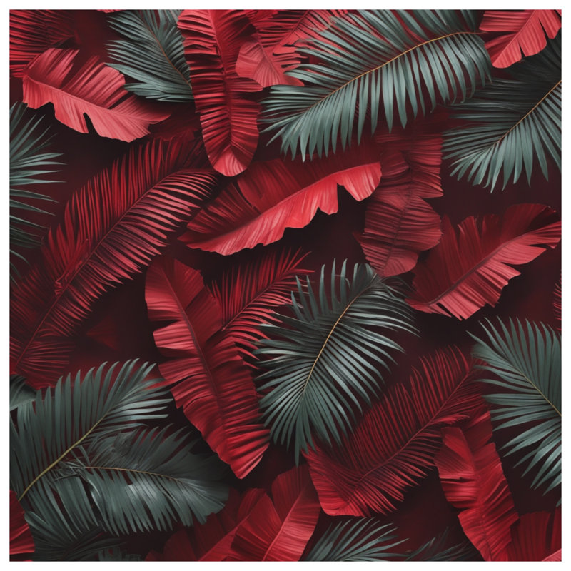 Édredon Red Palm Leaves, Simple extra long