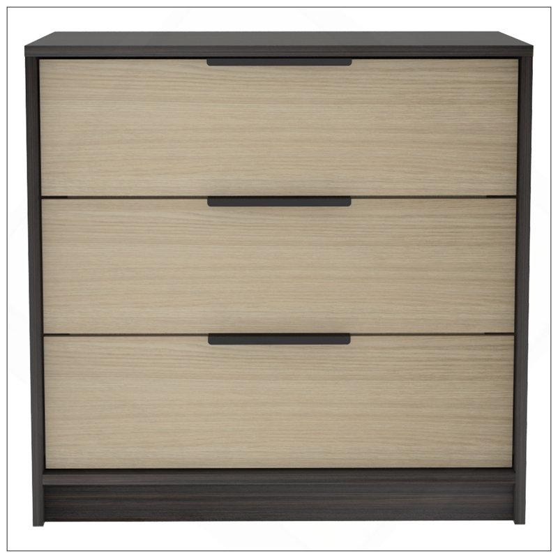Commode 3 tiroirs Kaia, plateau supérieur, Gray/Beige