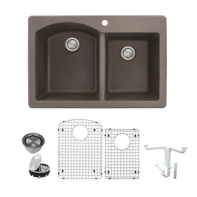 Aversa 33'' L Double Bowl Granite Kitchen Sink