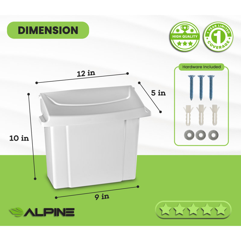 Réceptacle de serviettes hygiéniques en plastique durable, Blanc