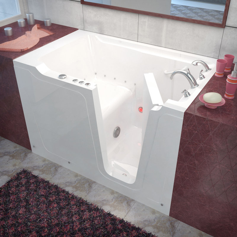 Crescendo 59.75'' x 35.8'' Air Fiberglass Bathtub with Faucet, Right
