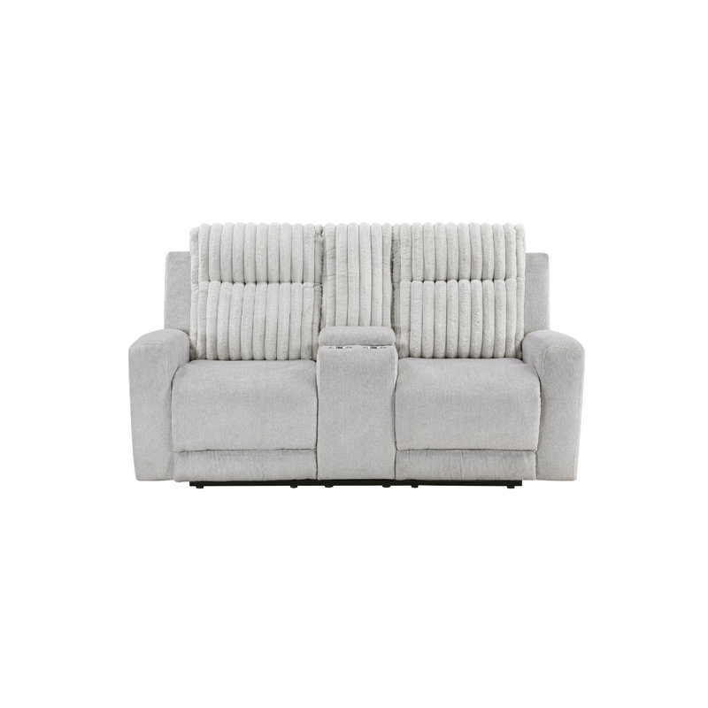 Causeuse double inclinable avec console Lupe, microfibre gris clair Lupe