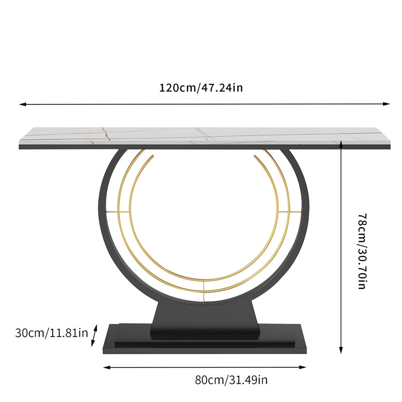 Ajeya 30cm Stone Top Console Table, White