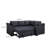 Nov Sectional Sleeper Sofa, 2 Pillows, USB Charger, Black Faux Leather