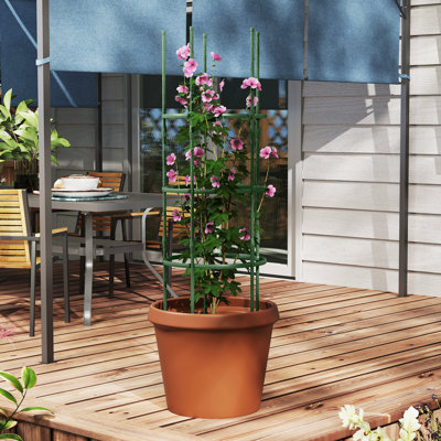 3-Pack Garden Tomato Trellis 60'' Plant Support Cage w/ Adjustable Size for Plants