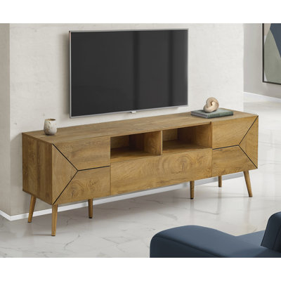 Meuble télé avec console de divertissement multimédia de 72 pouces de style Mid-Century