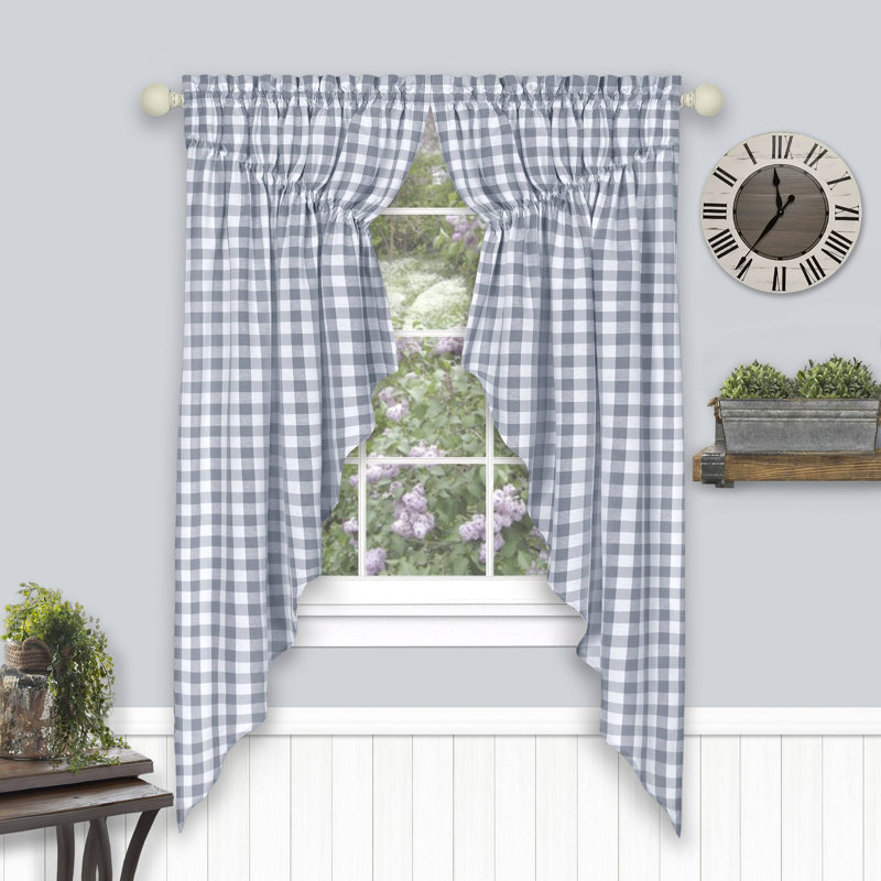 Paire de rideaux semi-diaphanes avec passe-tringle Draves Simple Elegance, Gris