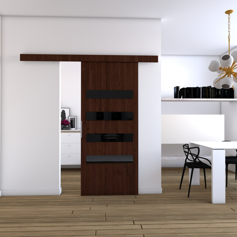Cassius Veneers Sliding Doors, 205cm H x 106cm W x 1.6cm D, Wenge