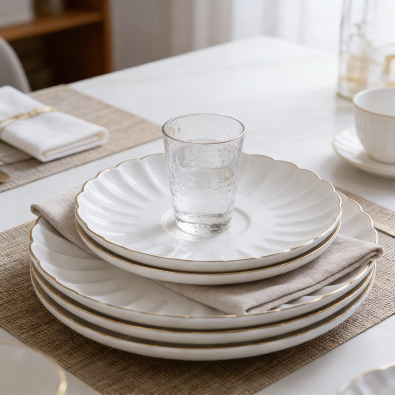 Service à thé en porcelaine 17 pièces avec théière, tasses, soucoupes et pièces de service pour un service à thé ou à café élégant
