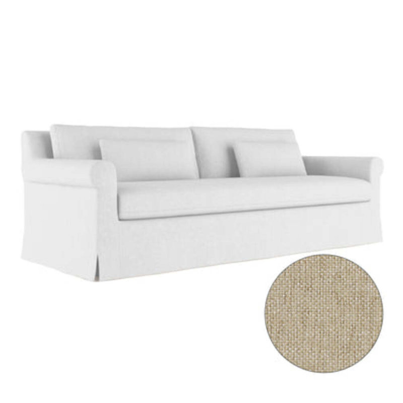 Canapé à accoudoirs arrondis Ludlow, H 34 po x l 84 po x P 38 po, Naturel, Lin huître Pebble Weave