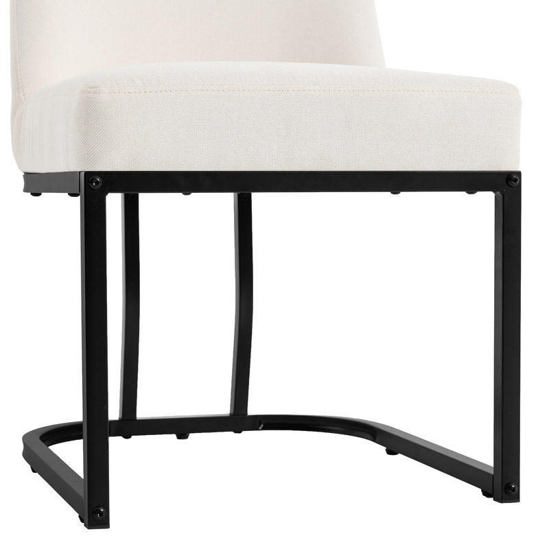 Chaises de salle à manger rembourrées, 6, Noir, Beige