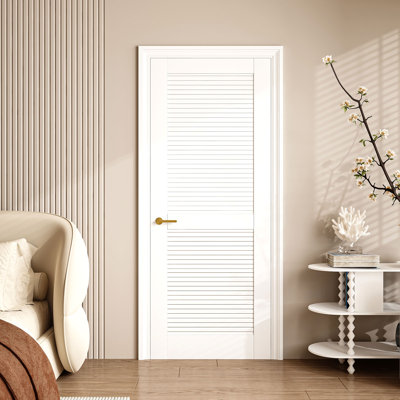 24'' X 80"H White 2-Panel Louver Closet Doors Solid Manufactured Wood Primed Shaker Slab Interior Door