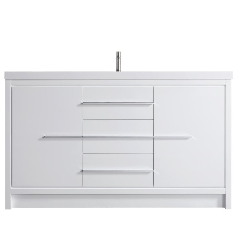 Capot-2s 60,00 po X P 19,70 po P 35,00 po Meuble-lavabo autoportant H en bois blanc avec plateau blanc
