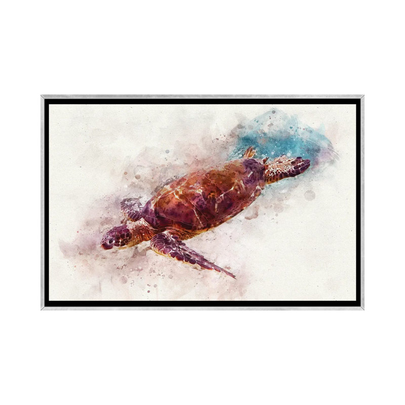 «Green Sea Turtle I» par Christine Zalewski - impression d'art graphique, H 26 po x l 40 po x 1,5 po, Aucun mat