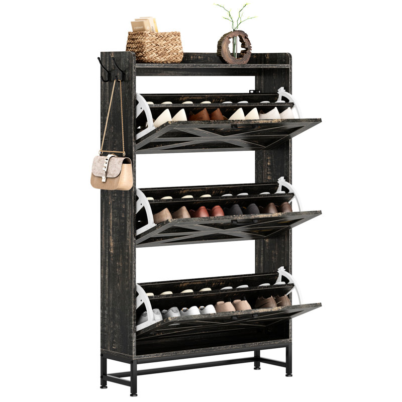 Organisateur de chaussures gris - peu encombrant pour armoire d'entrée avec attrait de style classique