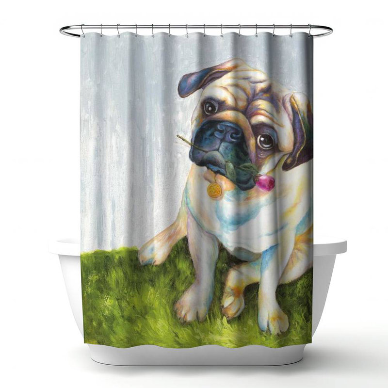 Shower Curtain AN75 – Polyester Shower Curtain, Dye Sublimation Print, 71" W × 74" L