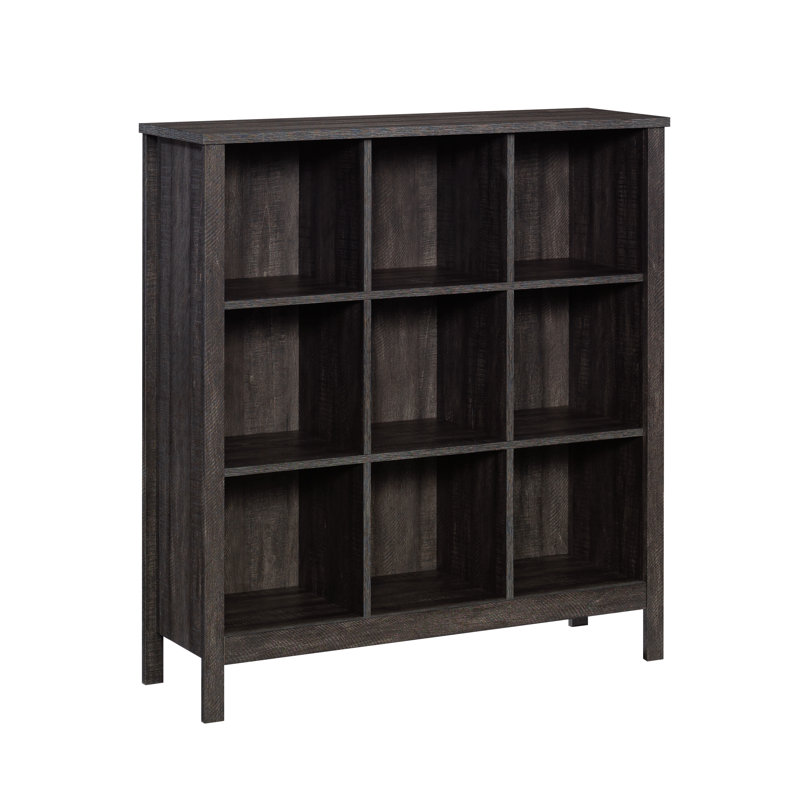 Engineered Wood Transitional Bookcase With 9-Cube, Black, Black