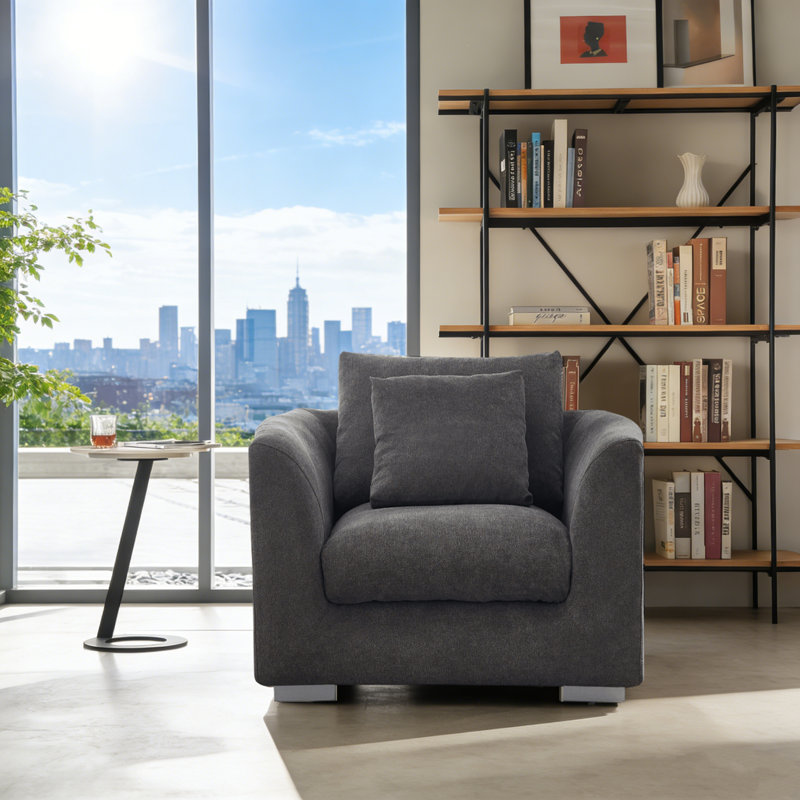 Canapé simple moderne 48,82 "gris minimaliste, Gris