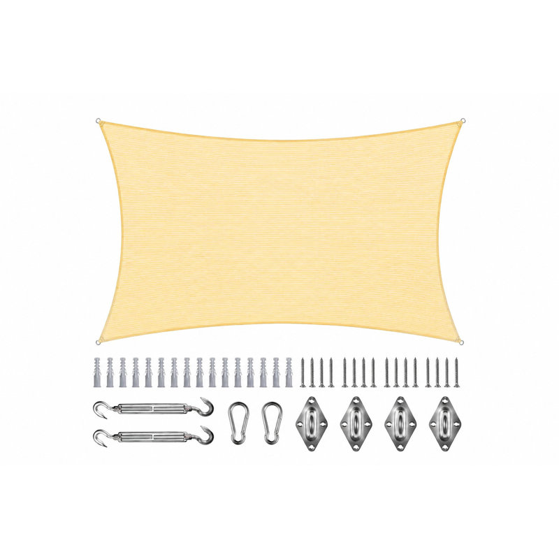 Colourtree Rectangle Shade Sail with Complete Hardware Kit – Easy Installation & UV-Resistant, Beige, 16 ft. x 20 ft.