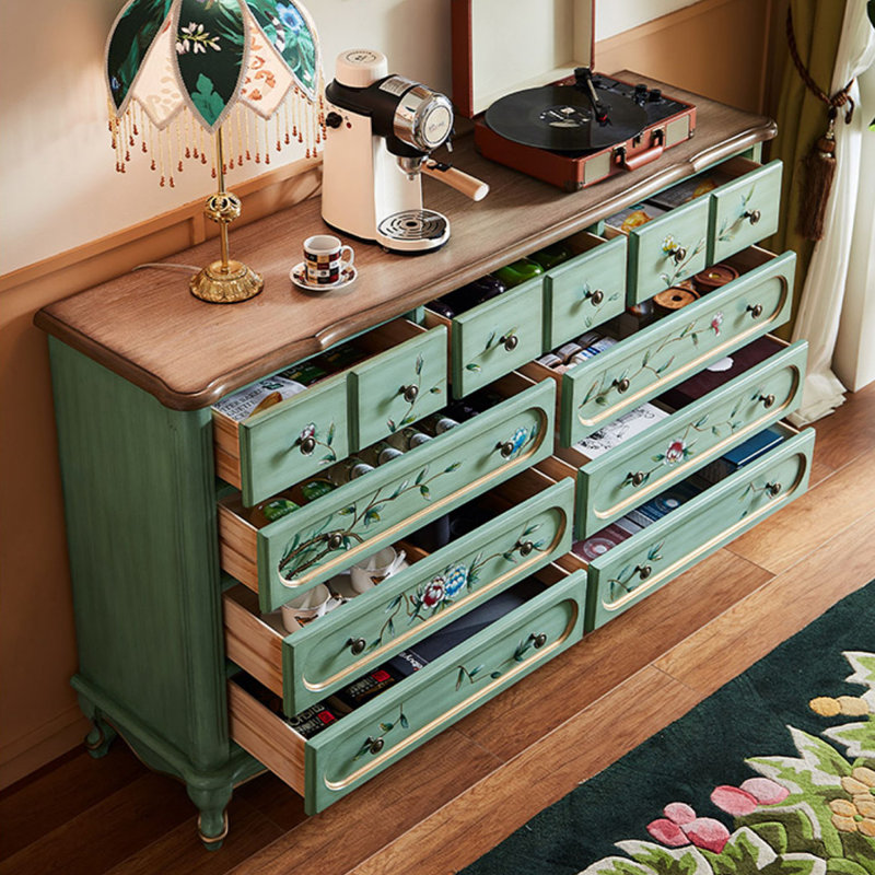 Armoire d'appoint verte et bois manufacturé vert