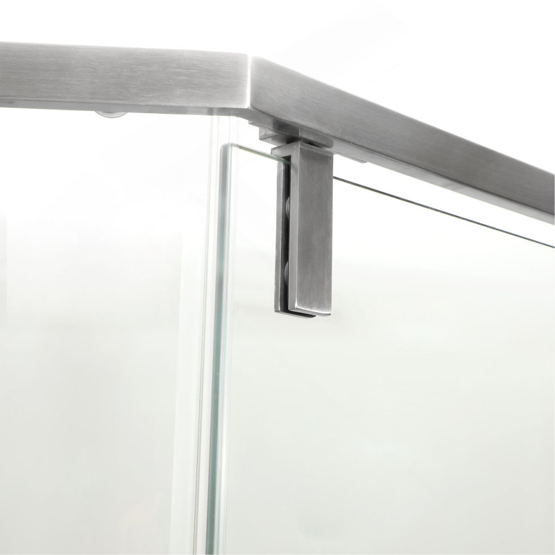 Porte de douche 34-1 / 8 "X 72" Cabine de douche semi-sans cadre à charnière, nickel brossé