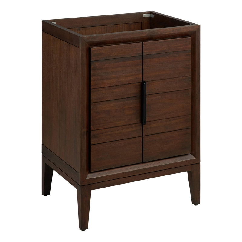 24" Aliso Single Bathroom Vanity Set with Rectangular Undermount Sink, No Faucet Hole, Arctic White Quartz, Java