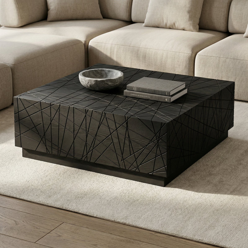 Doner - Table basse carrée en chêne noir avec rangement