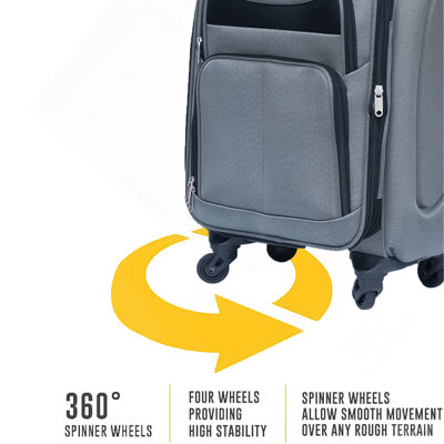 (20+24) Travel Case Two-Piece Suitcase Set Oxford Trolley Case Without Password Lock Universal Wheel + Oxford Cloth Backpack  GRAY
