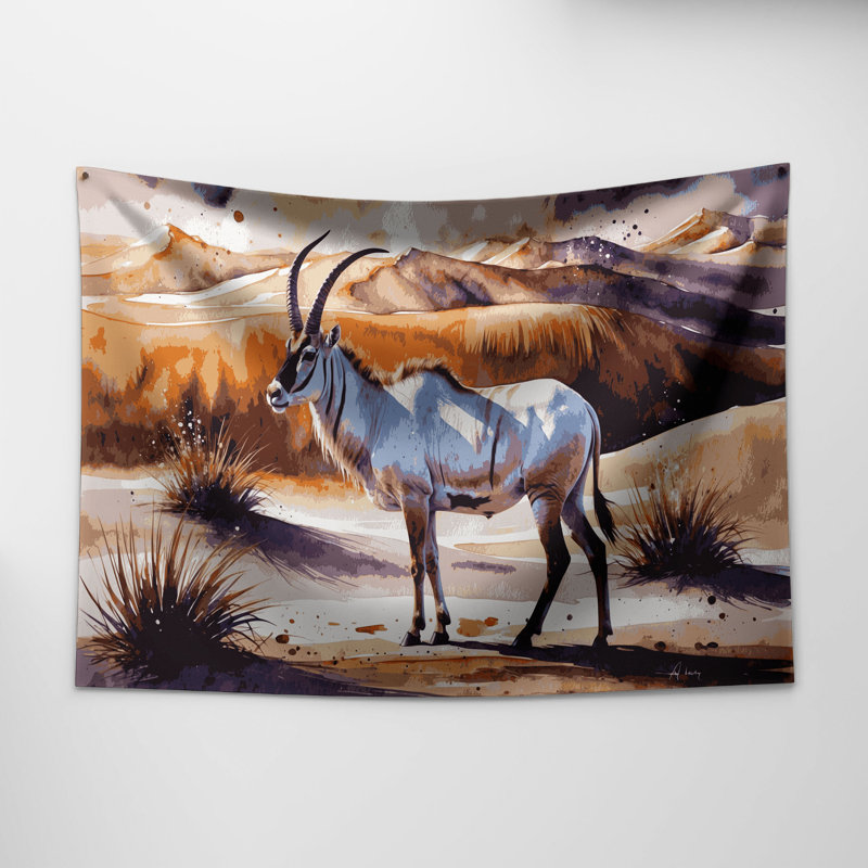 Tapisserie murale Oryx de la faune sauvage, 88 po x 104 po