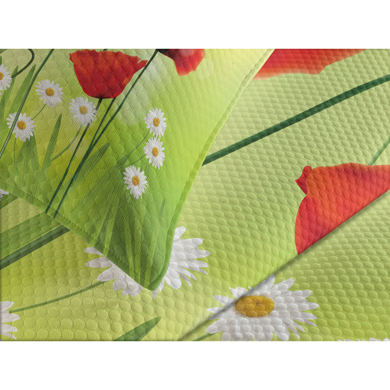 Ambesonne Flower Bedspread Floral Chamomile, King Bedspread + 2 Standard Shams