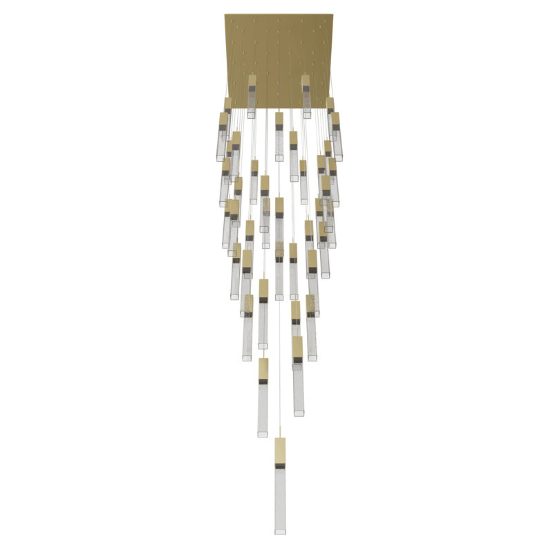 Luminaire suspendu grappe 41 lumières Original Glacier, Laiton brossé, H 174 po x l 36 po x P 36 po