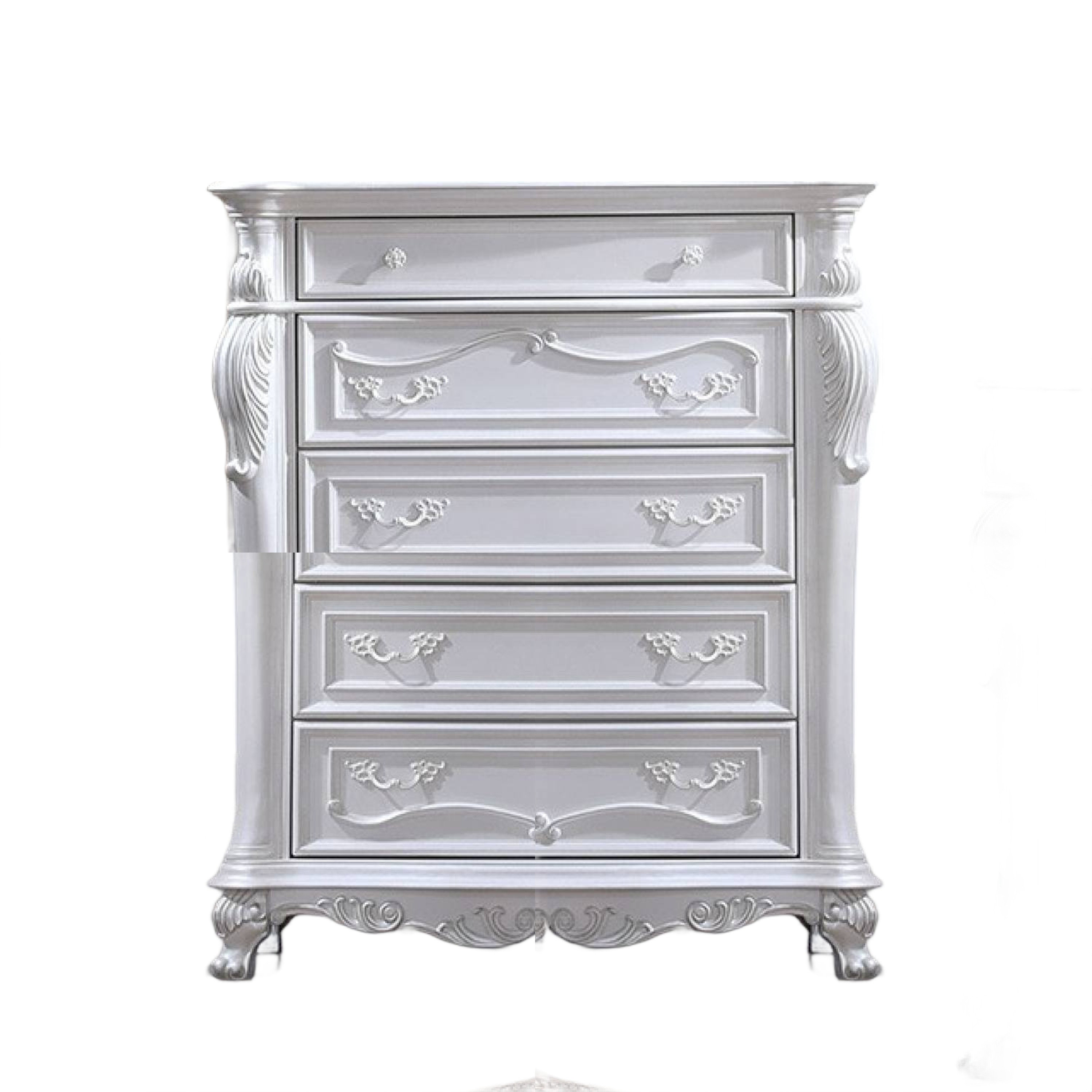 Benjara Ventra Tall Dresser Chest, Classic White Solid Wood, 52 Inch 5 ...