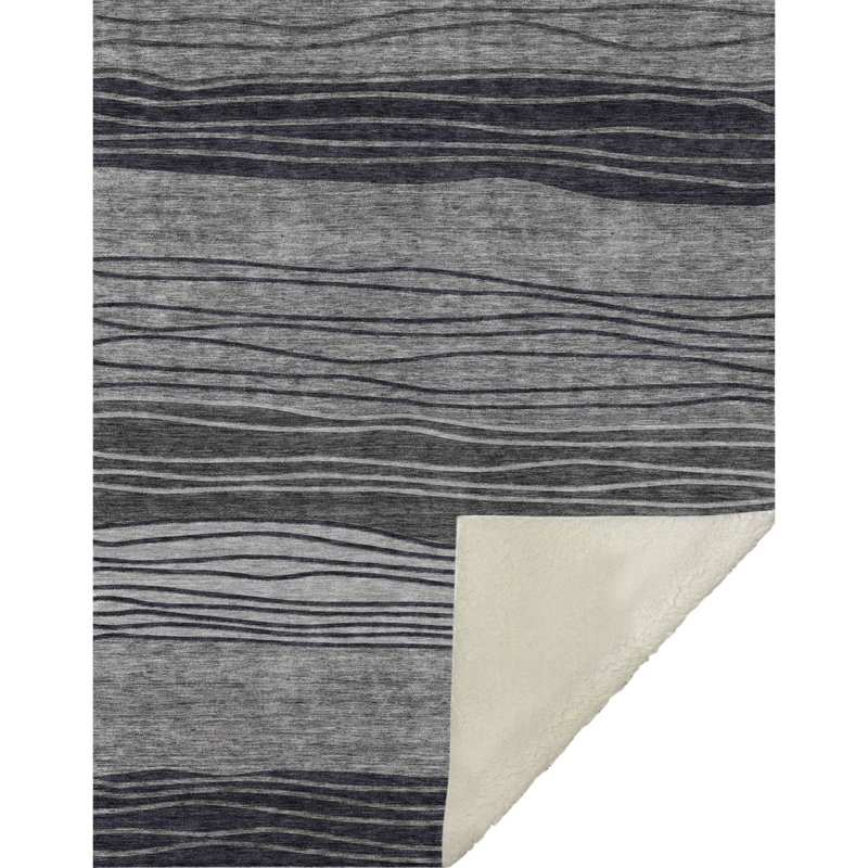 Jeté à rayures Addison Sherpa ASB735, Gris