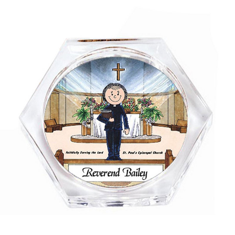 Personnalisé prêtre - ensemble de cadeau de sous-verre féminin (4 sous-verres), Oui
