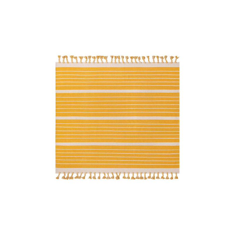 Abish Cotton Striped Indoor Rug, Square 7'1"