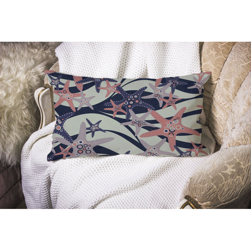 Starfish Sway  Rectangular Throw Pillow, Green/Blue