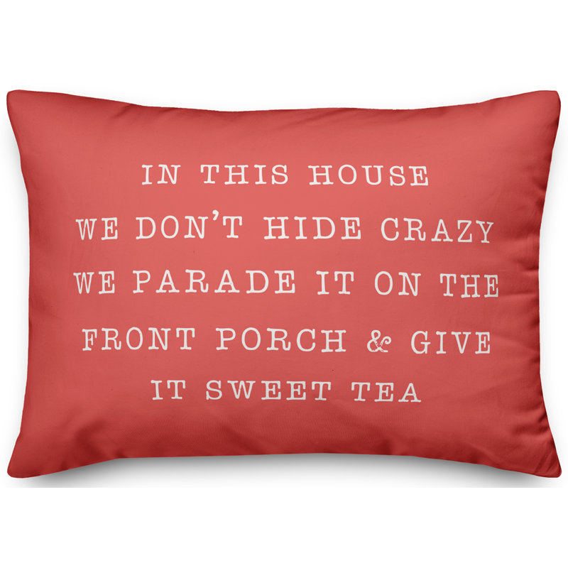 Textual Outdoor Throw Pillow, Coral