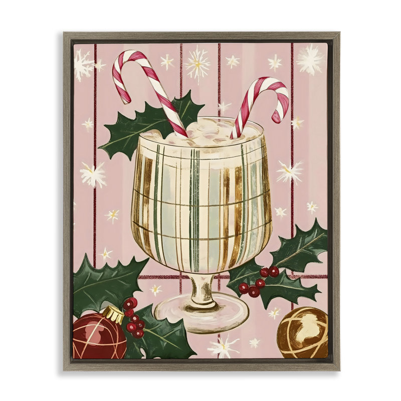 Cadre flottant pastel de cocktail de Noël, design par Franklyn Gregory, Cadre flottant orme Montalcino, H 31 po x l 25 po