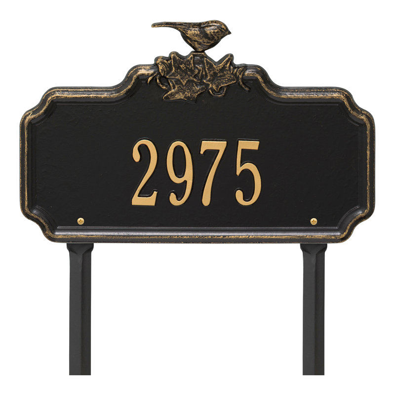 Chickadee Ivy 1-Line Personalized Garden Sign, Black/Gold, Yes