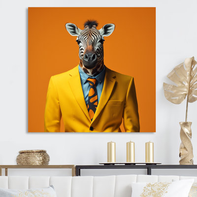Zèbre jaune et orange assorti - art mural animal zèbre