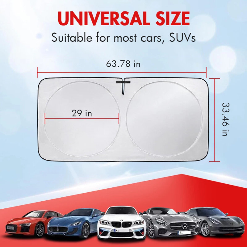Pare-brise de voiture pliable avec pare-brise et pare-soleil 63 po x 33 po