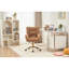 005R-Fauteuil de bureau pivotant en tissu de velours 360 avec base en métal doré et roues universelles, café-58992328