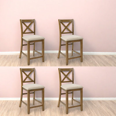 Ensemble de 4 chaises de salle à manger robustes, dossier en bois de chêne, cuisine de ferme